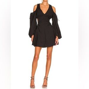 BARDOT Apollo Cut Out Cold Shoulder Fit And Flare Mini Dress in Black NWT